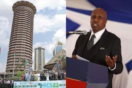 A composite image of KICC and KANU chairman Gideon Moi.